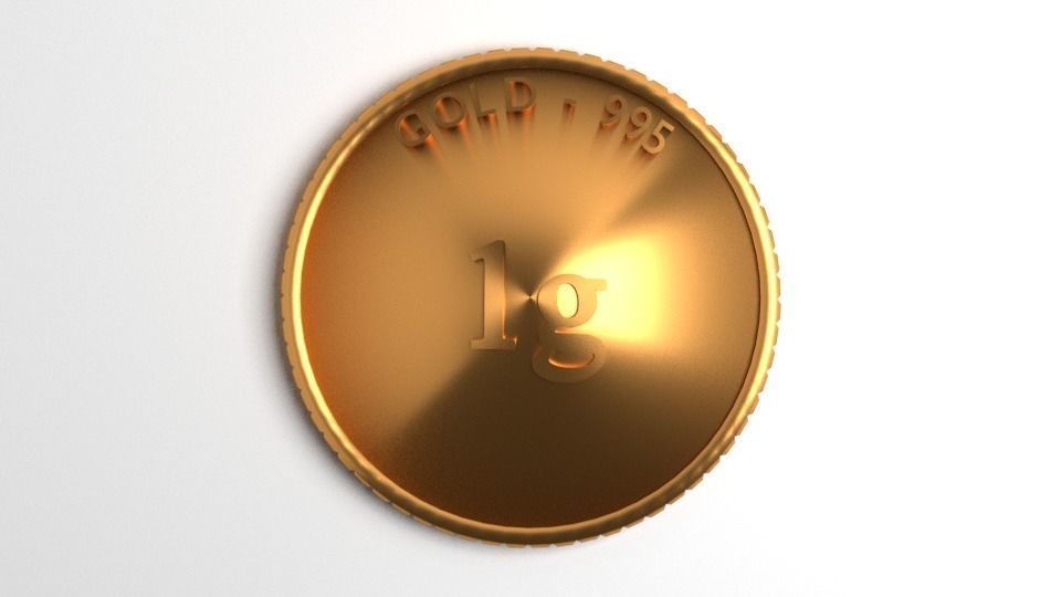 Goldcoin 1gram 3D model_2