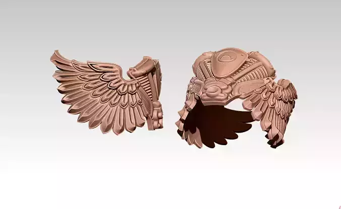 Flying Wings Engine Moto Biker Ring ver 2 3D print model