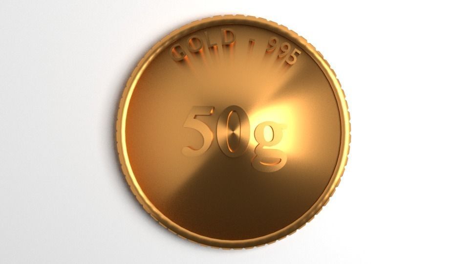 Goldcoin 50gram 3D model_2