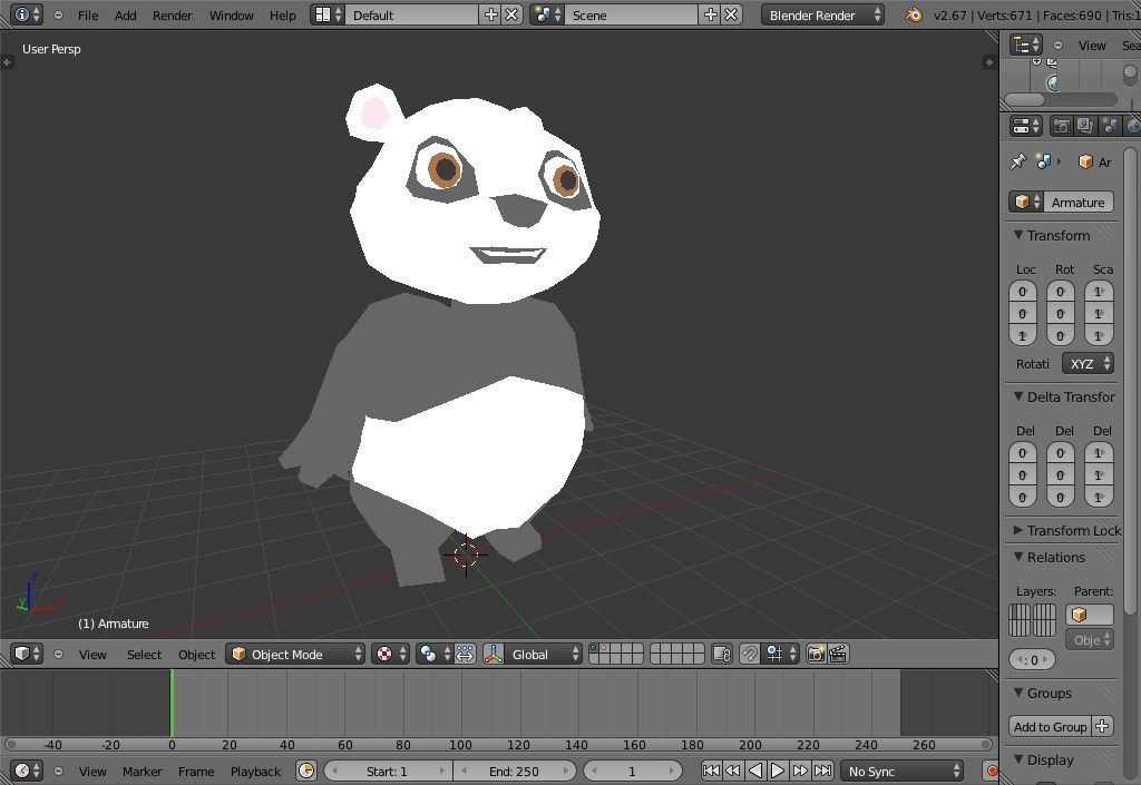 panda made in blender Low-poly 3D model_4