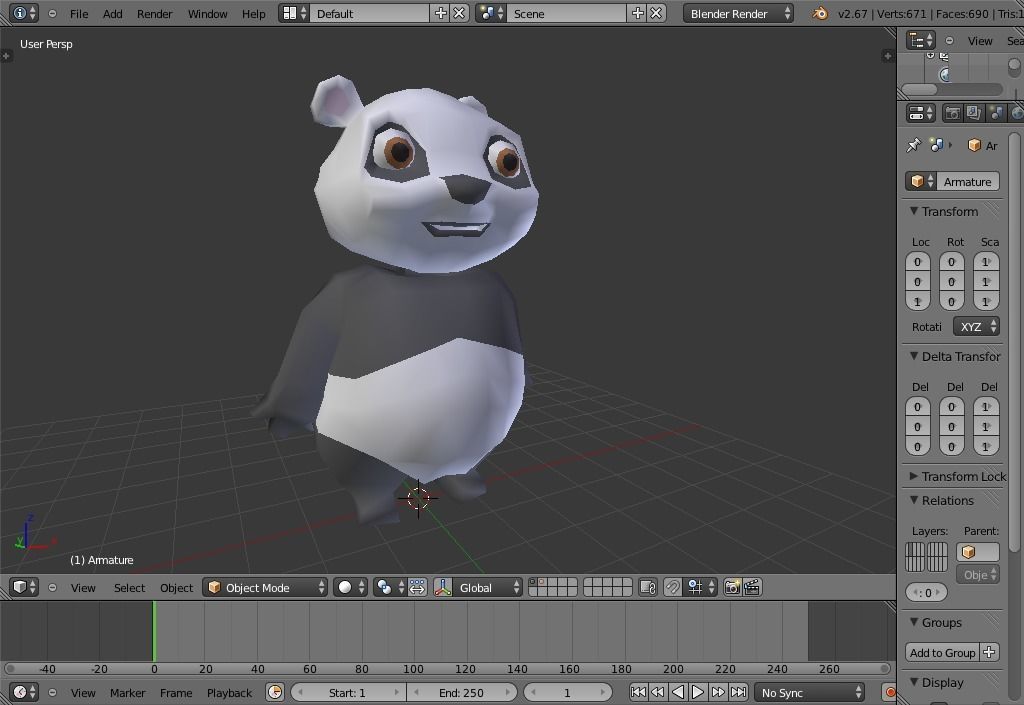 panda made in blender Low-poly 3D model_3
