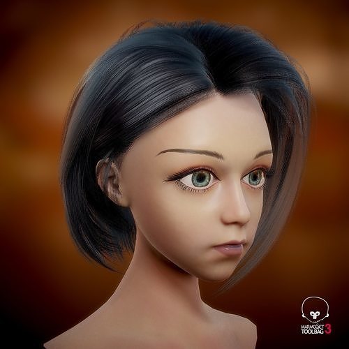 Woman hair Low-poly 3D model