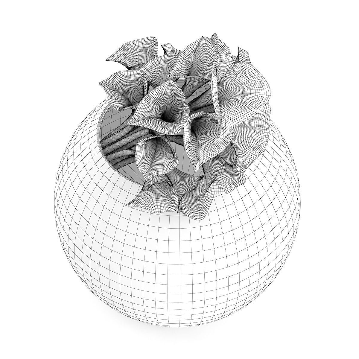 Calla Lilies in Spherical Vase 3D model_5