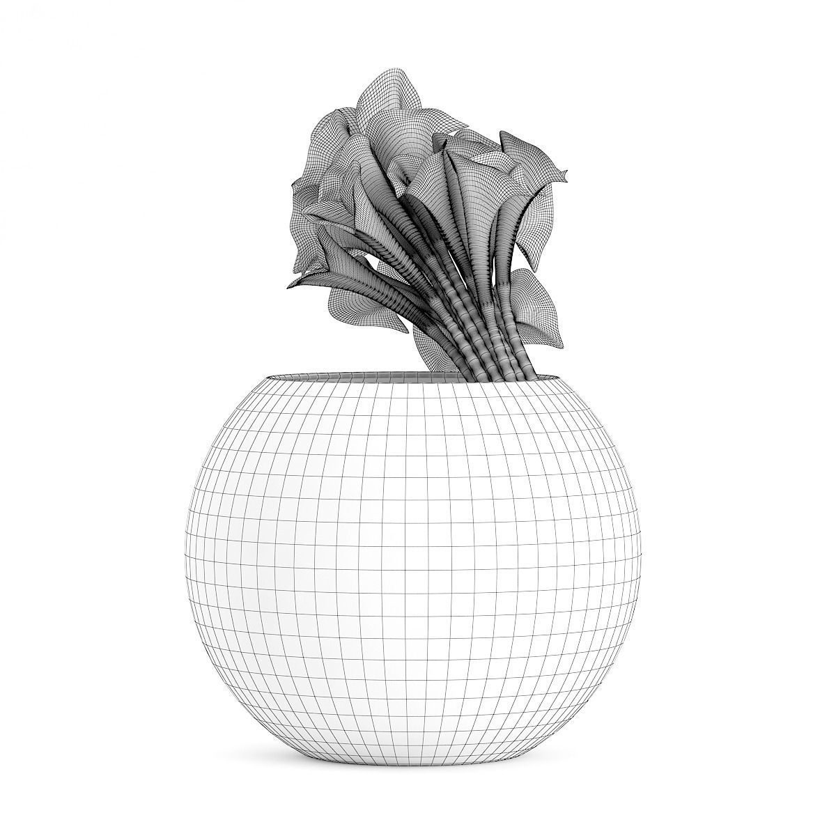 Calla Lilies in Spherical Vase 3D model_3