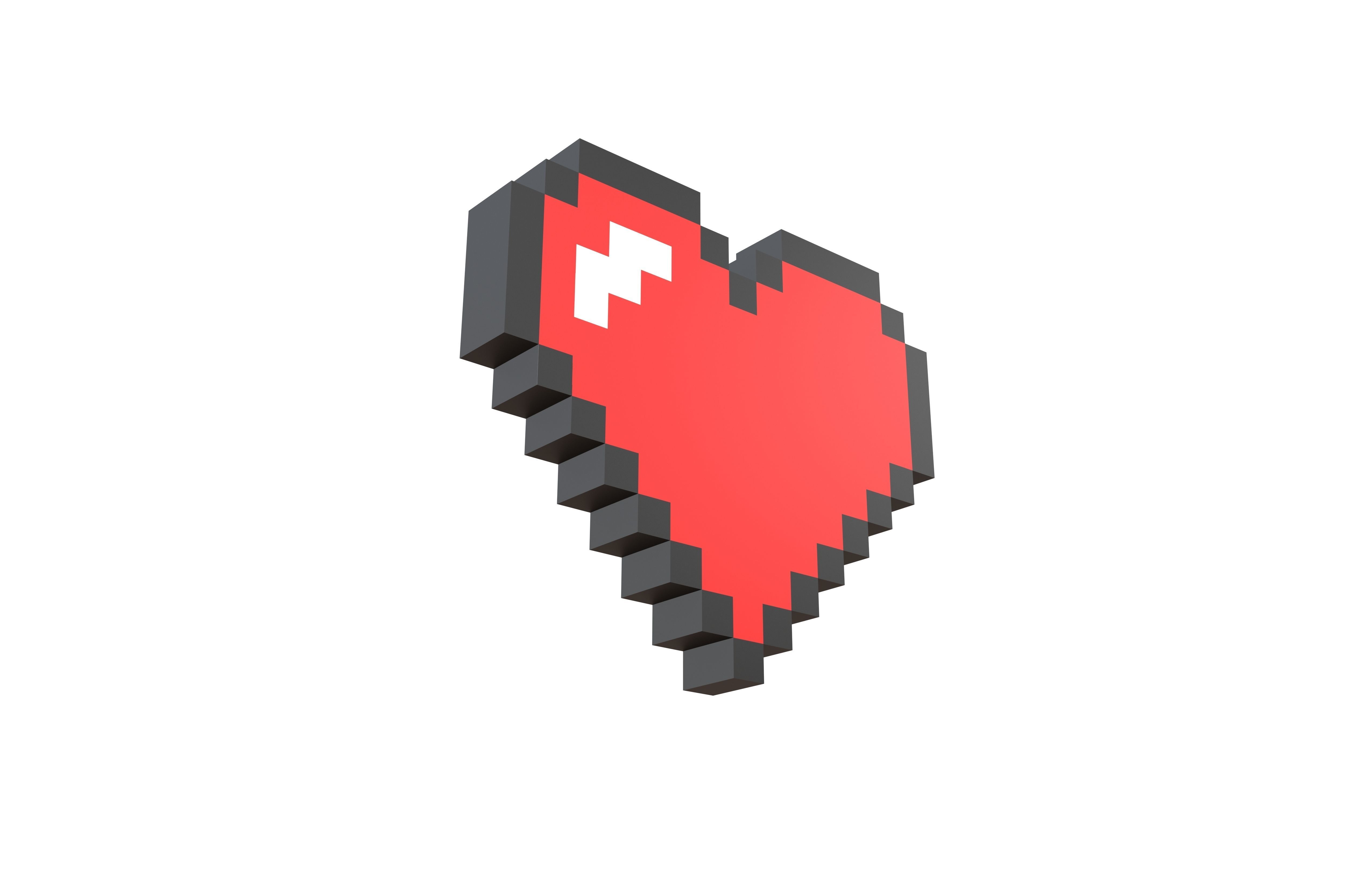 Pixel Heart v1 001 Low-poly 3D model_3