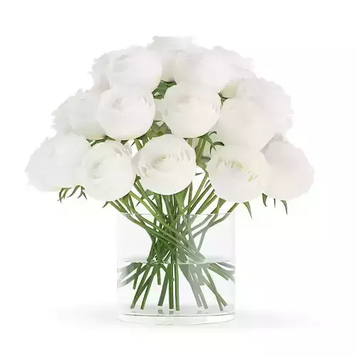 White Roses in Glass Vase