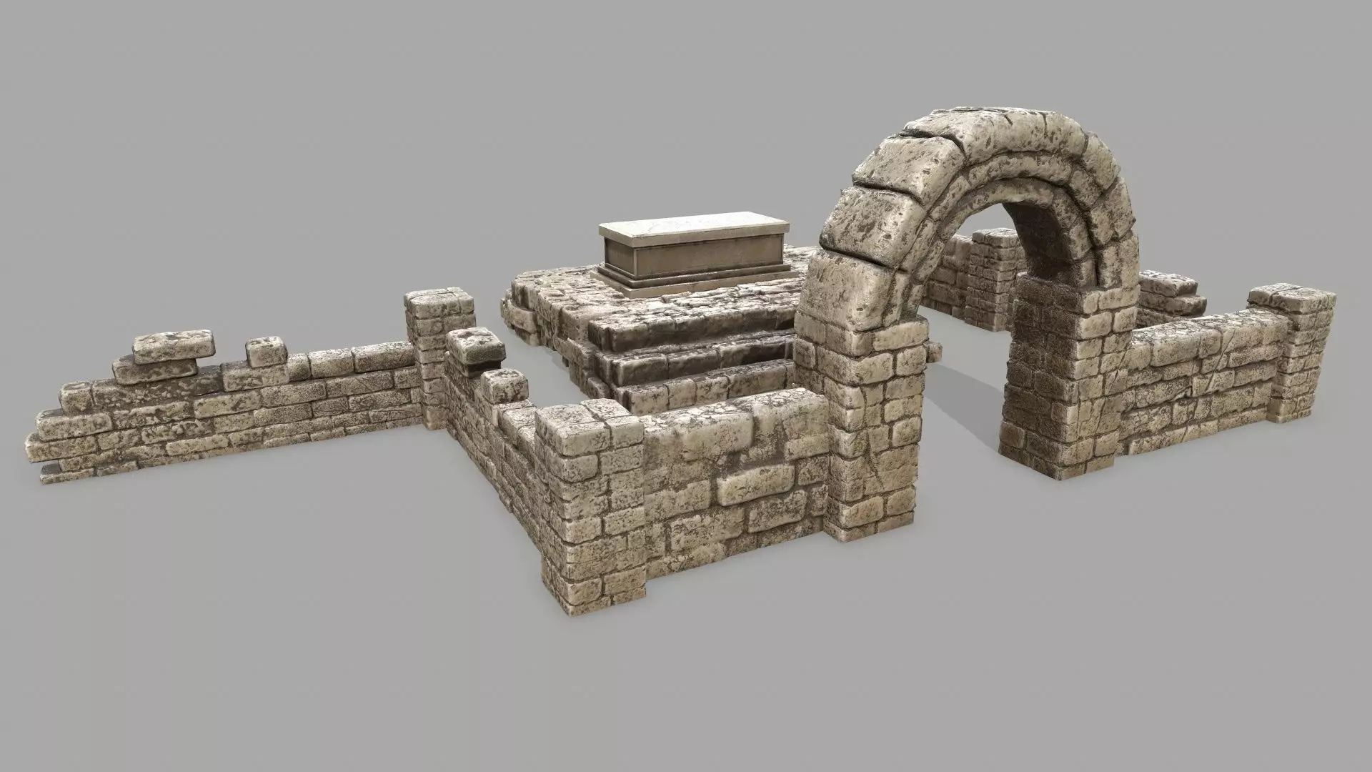 Stone Set arch Low-poly 3D model_0