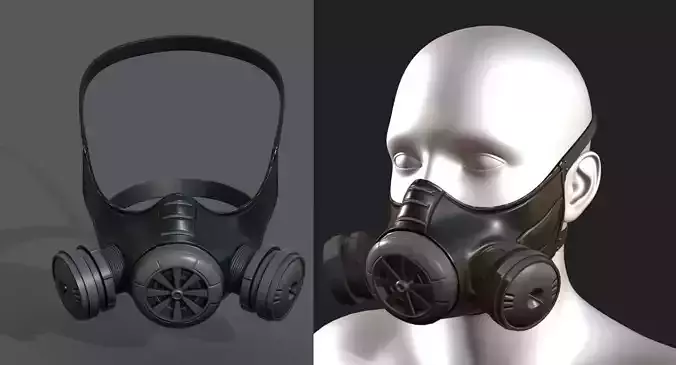 Gas mask helmet 3d model military combat fantasy  Low-poly 3D model