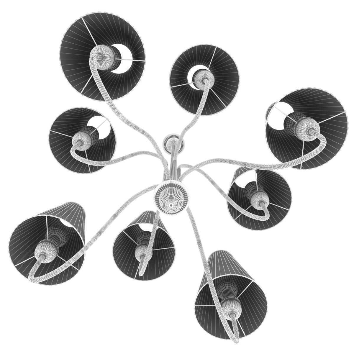 Custom made 8 lamp chandelier with red frame 3D model_7