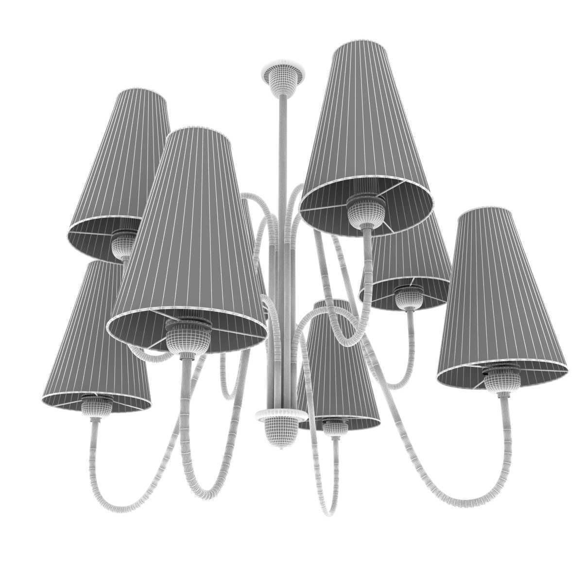 Custom made 8 lamp chandelier with red frame 3D model_6