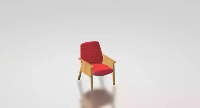 wooden chair with red sofa classic style 3d model