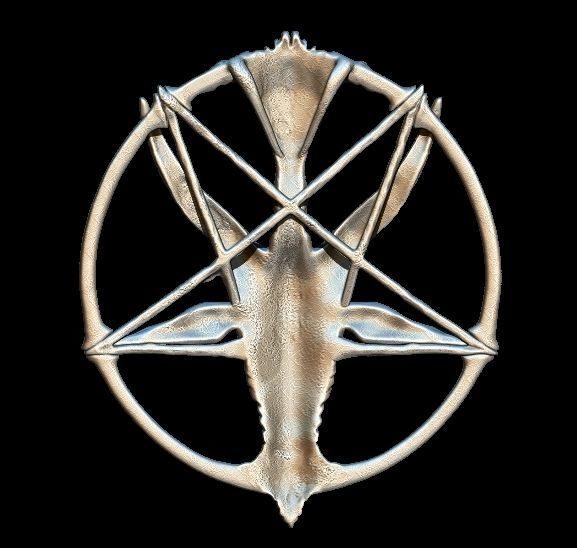 Medallion depicting the deity baphomet file STL OBJ  3D printers 3D print model_4