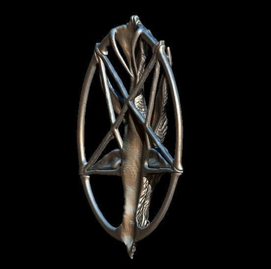 Medallion depicting the deity baphomet file STL OBJ  3D printers 3D print model_3