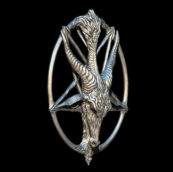 Medallion depicting the deity baphomet file STL OBJ  3D printers 3D print model_2