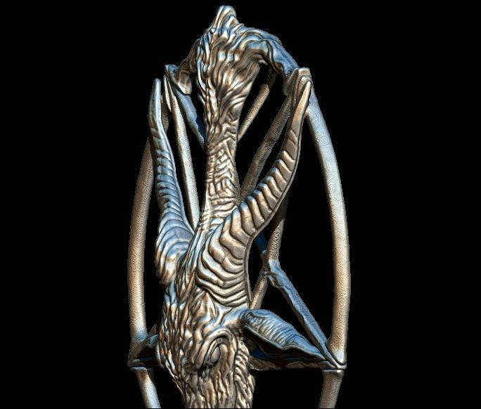 Medallion depicting the deity baphomet file STL OBJ  3D printers 3D print model_9