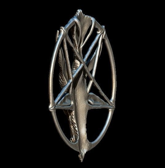 Medallion depicting the deity baphomet file STL OBJ  3D printers 3D print model_5
