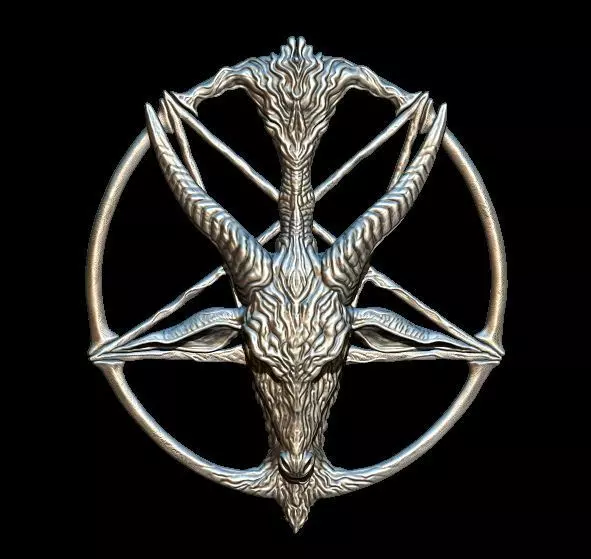 Medallion depicting the deity baphomet file STL OBJ  3D printers 3D print model_0
