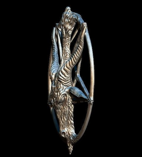 Medallion depicting the deity baphomet file STL OBJ  3D printers 3D print model_6