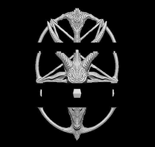 Medallion depicting the deity baphomet file STL OBJ  3D printers 3D print model_13
