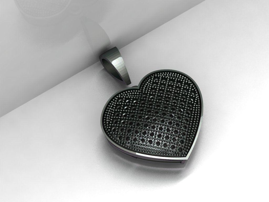 pendant 2 heart 3D print model_3