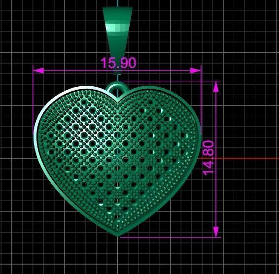 pendant 2 heart 3D print model_4