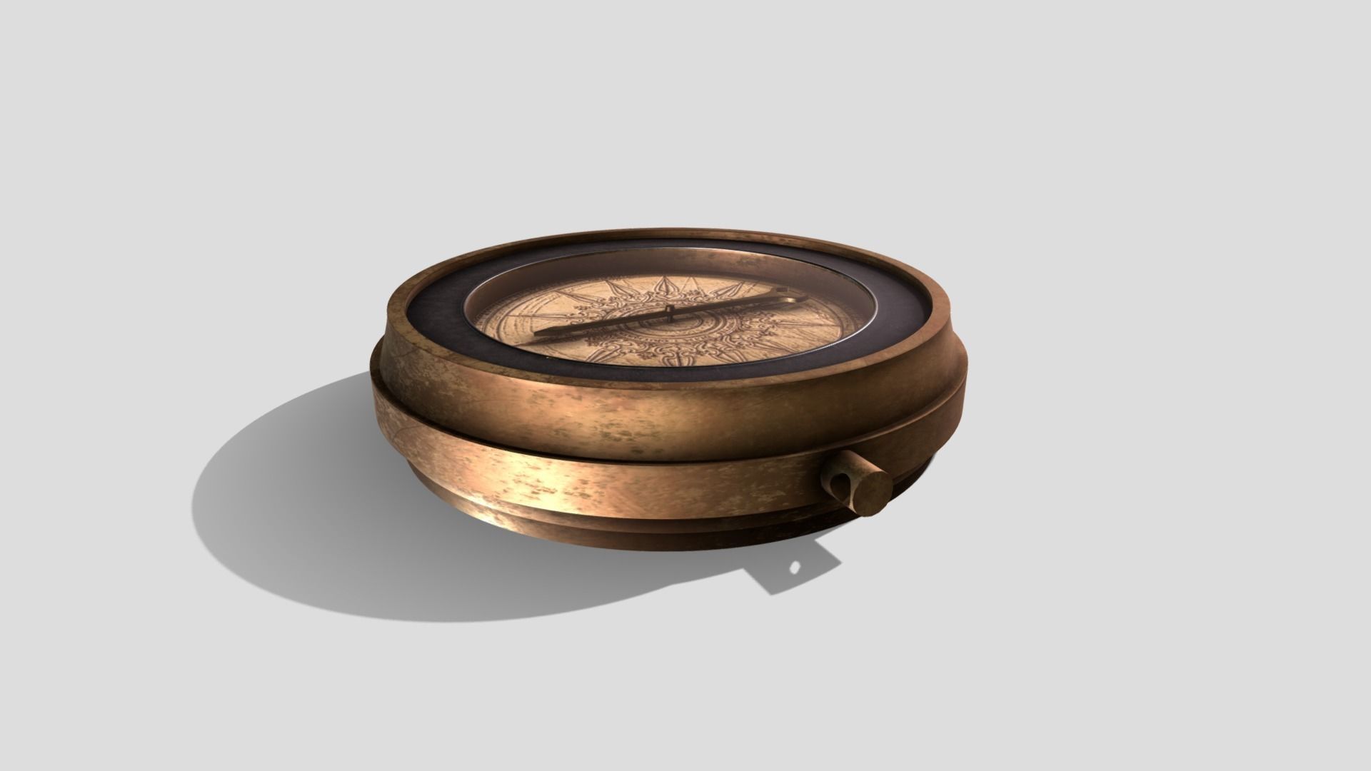Antique Compass Low-poly 3D model_1