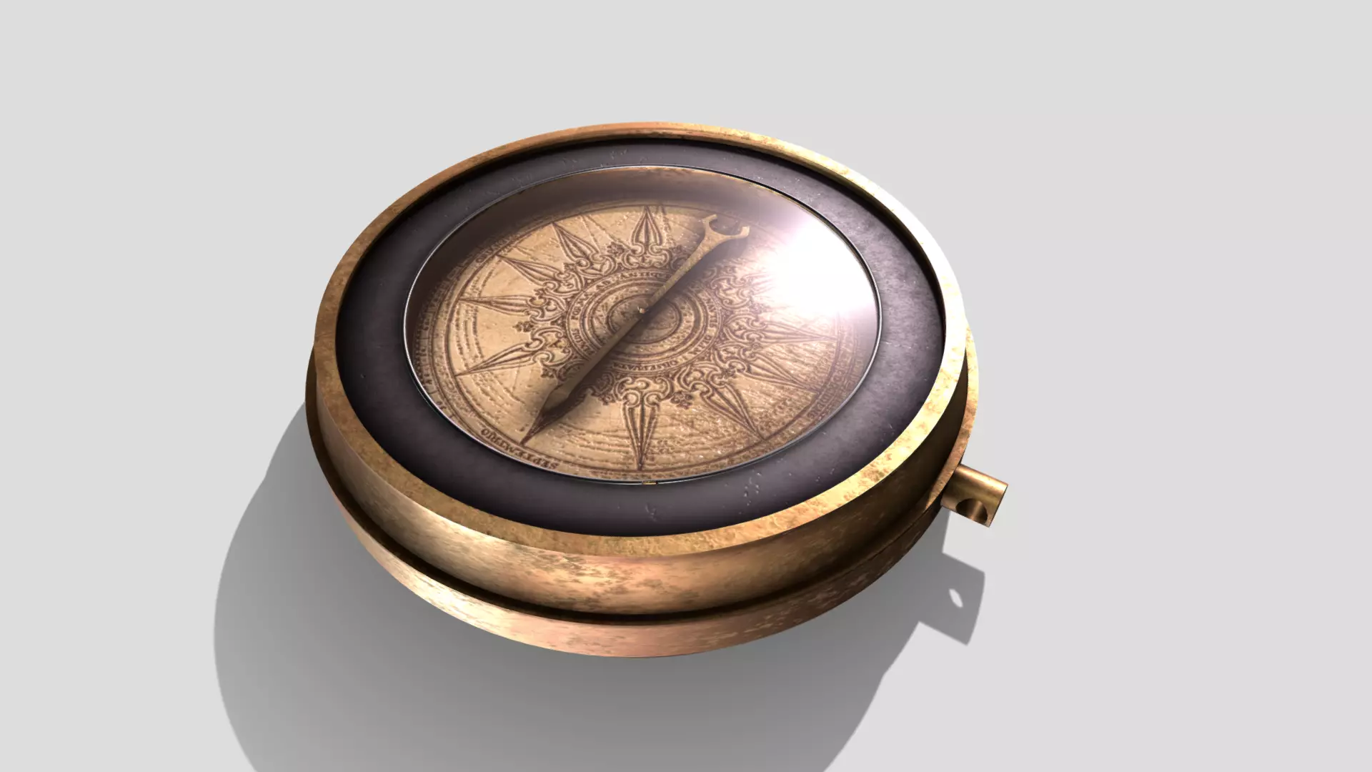Antique Compass Low-poly 3D model_0