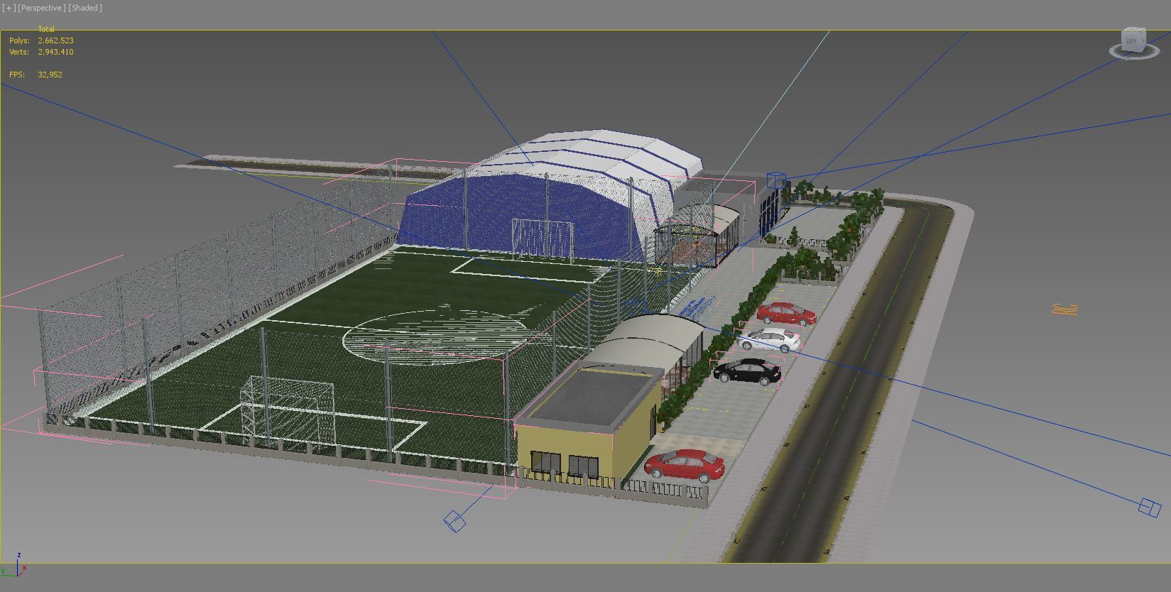 sports complex Low-poly 3D model_7