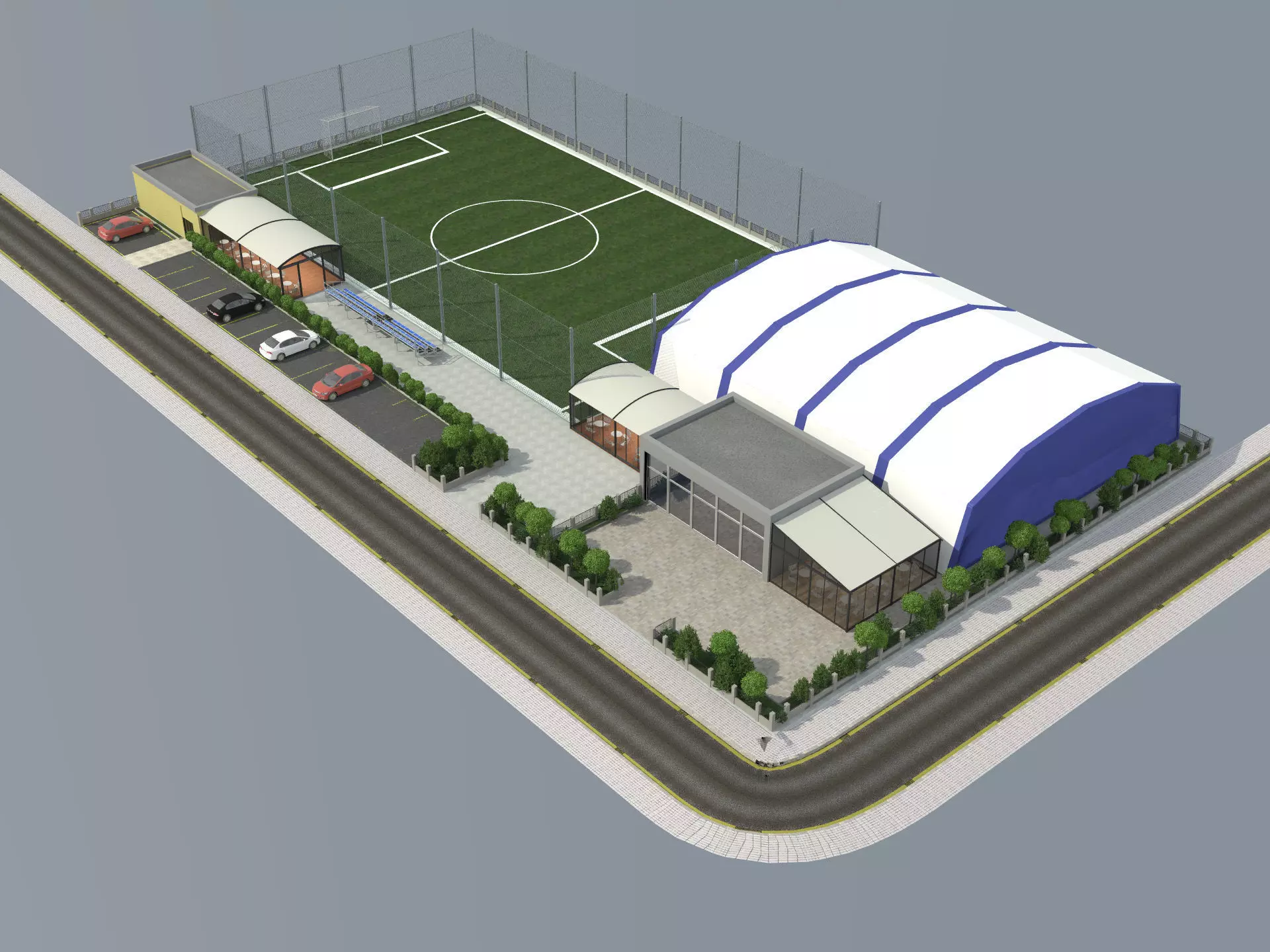 sports complex Low-poly 3D model_0