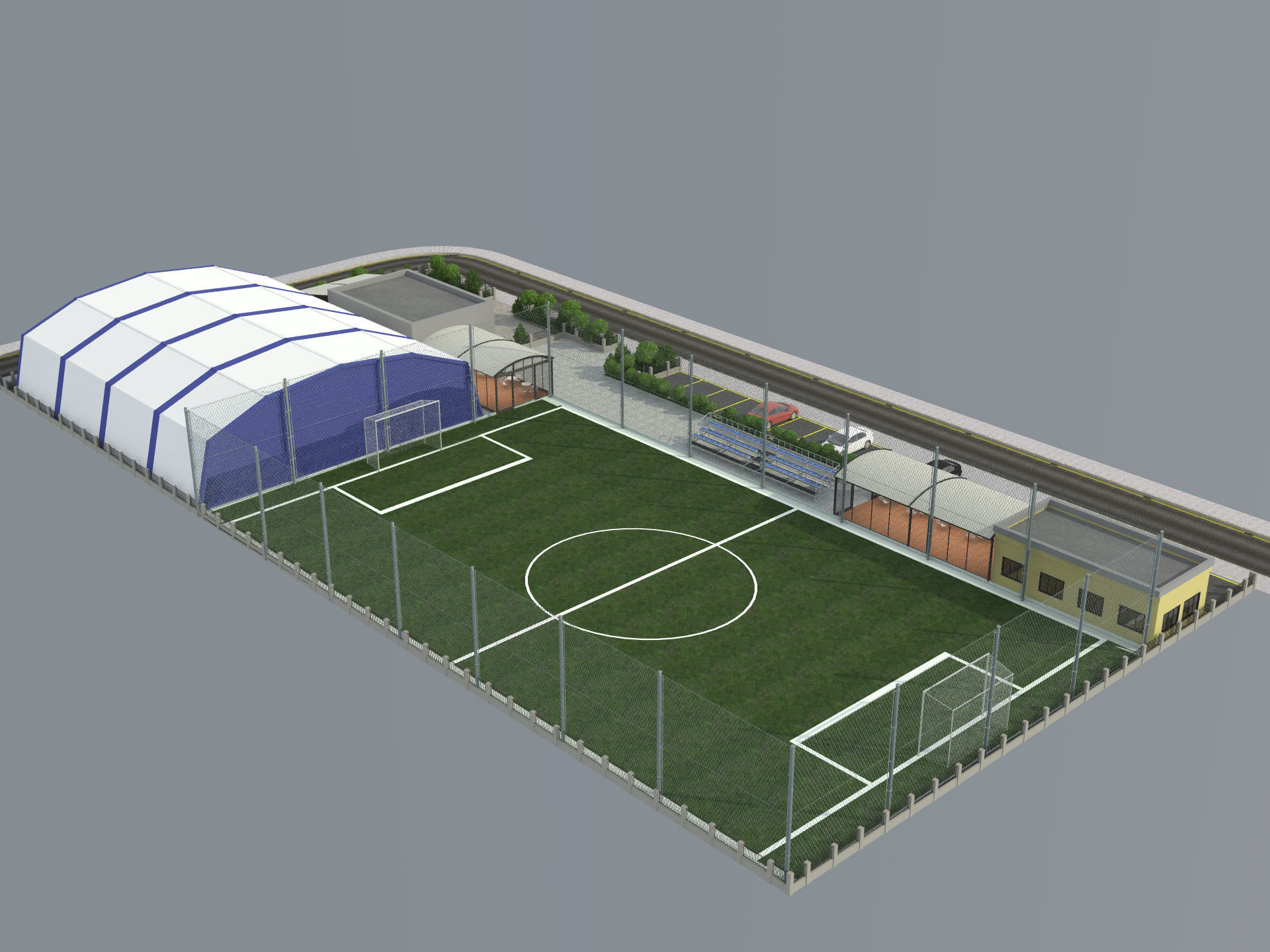 sports complex Low-poly 3D model_2