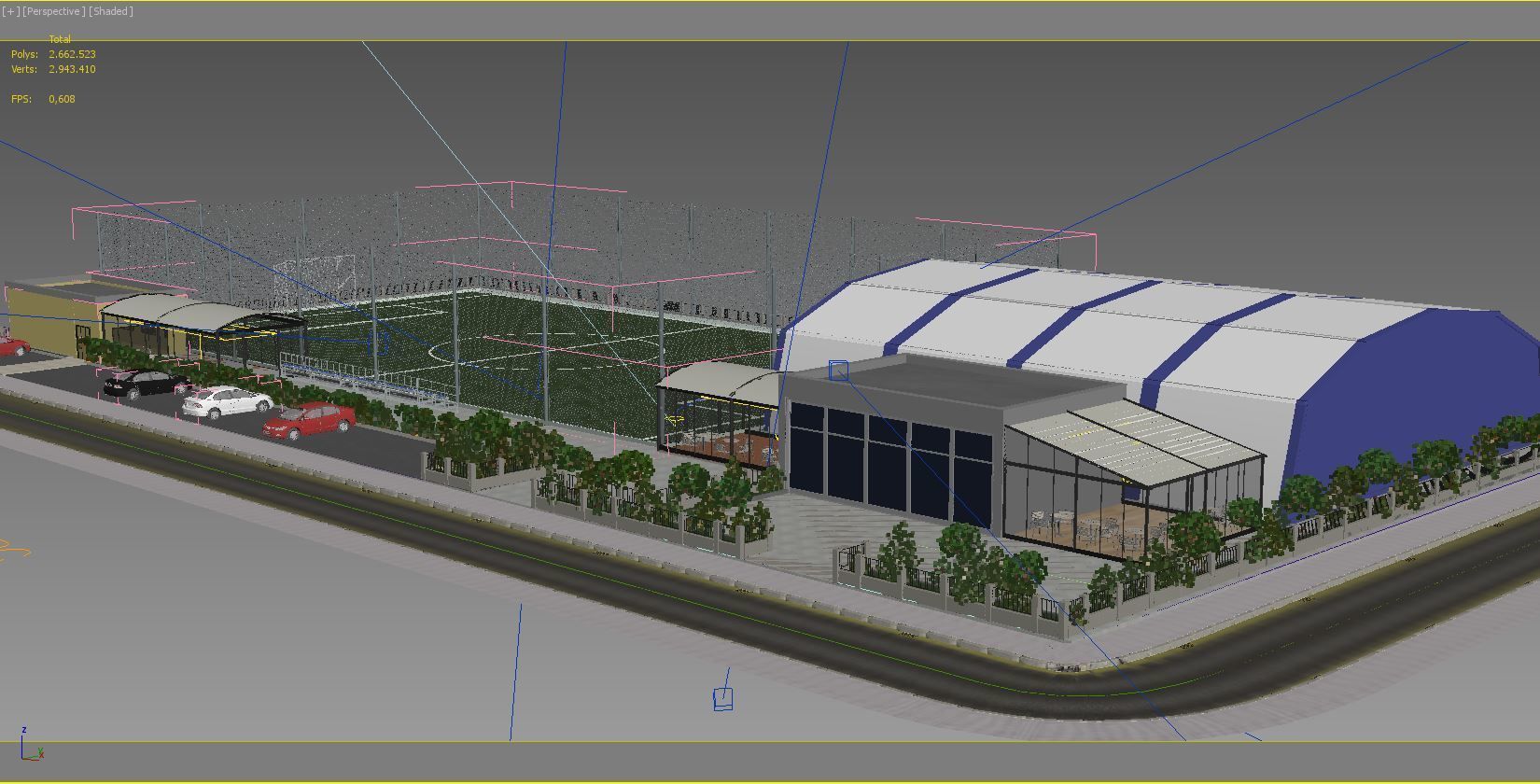 sports complex Low-poly 3D model_5