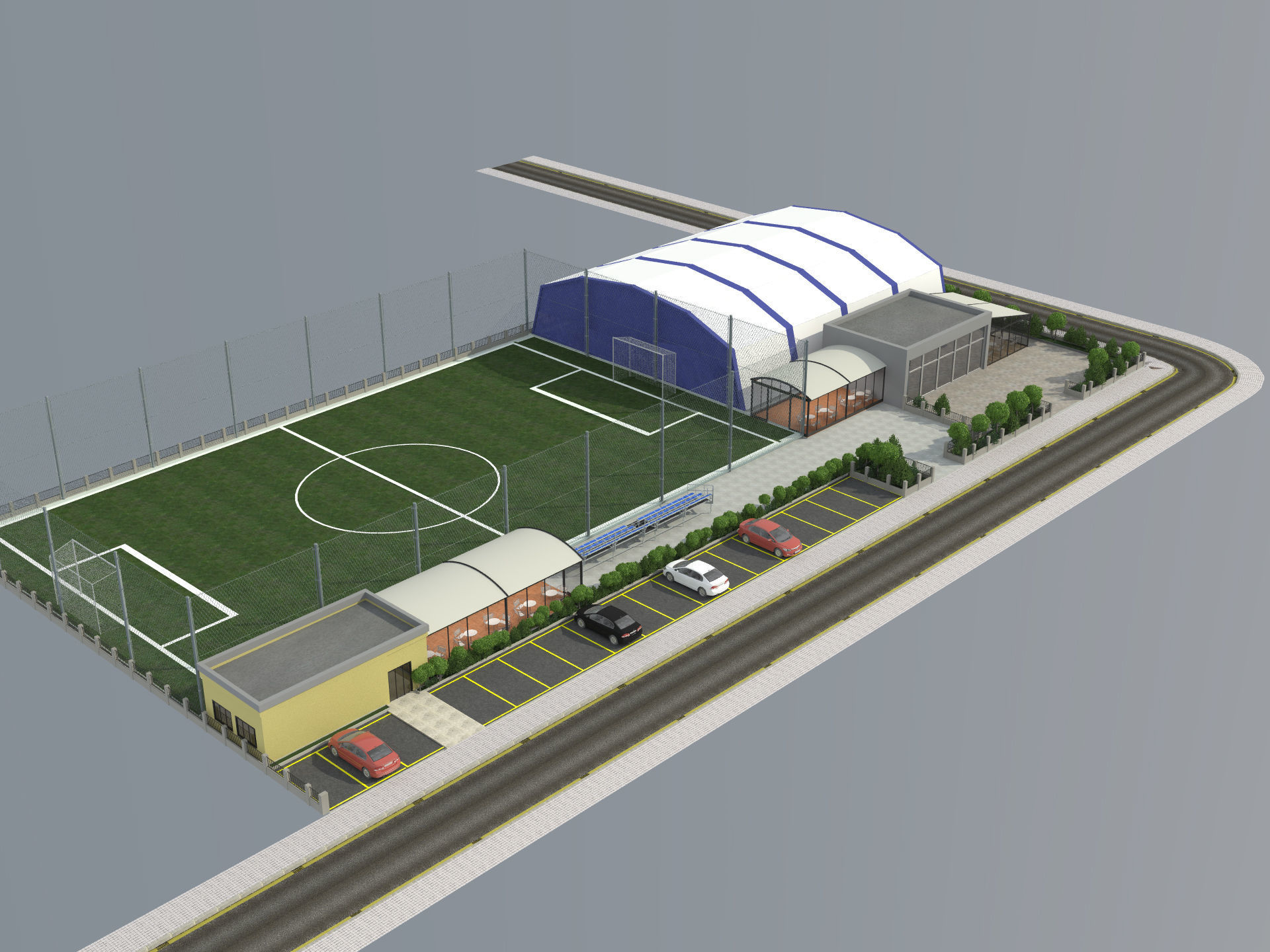 sports complex Low-poly 3D model_1