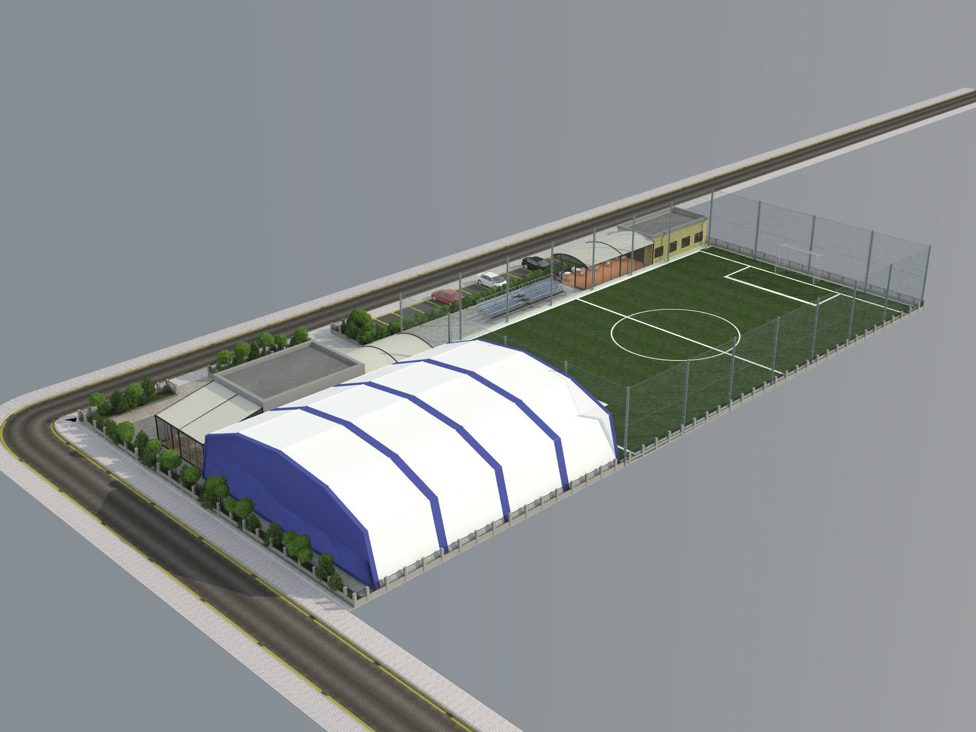 sports complex Low-poly 3D model_3