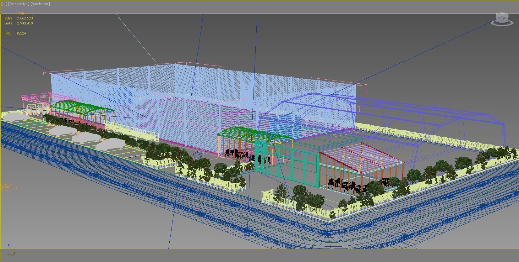 sports complex Low-poly 3D model_9
