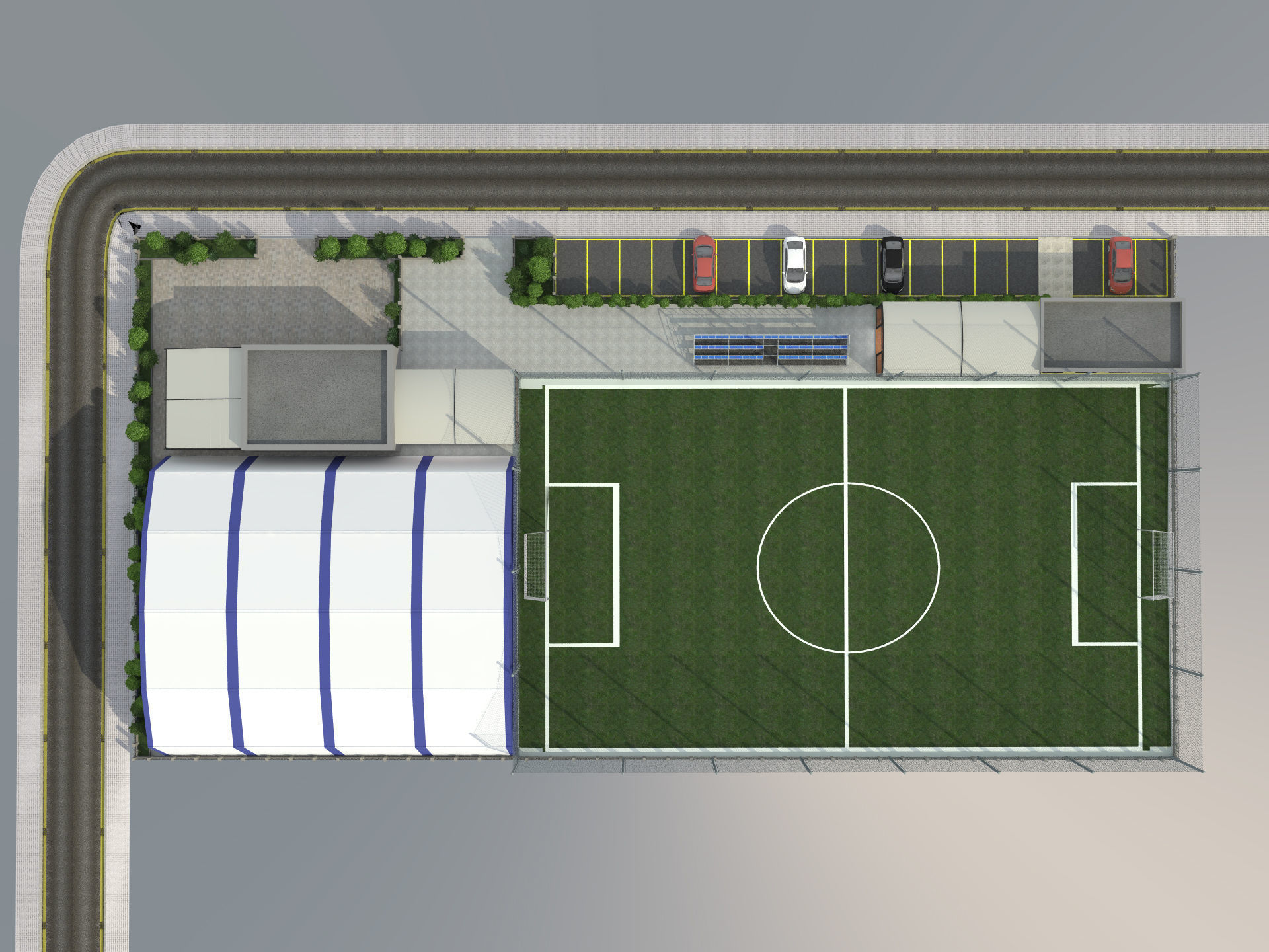 sports complex Low-poly 3D model_4