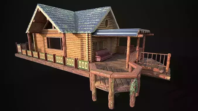 The lake house barn log cabin 3D model 3D model