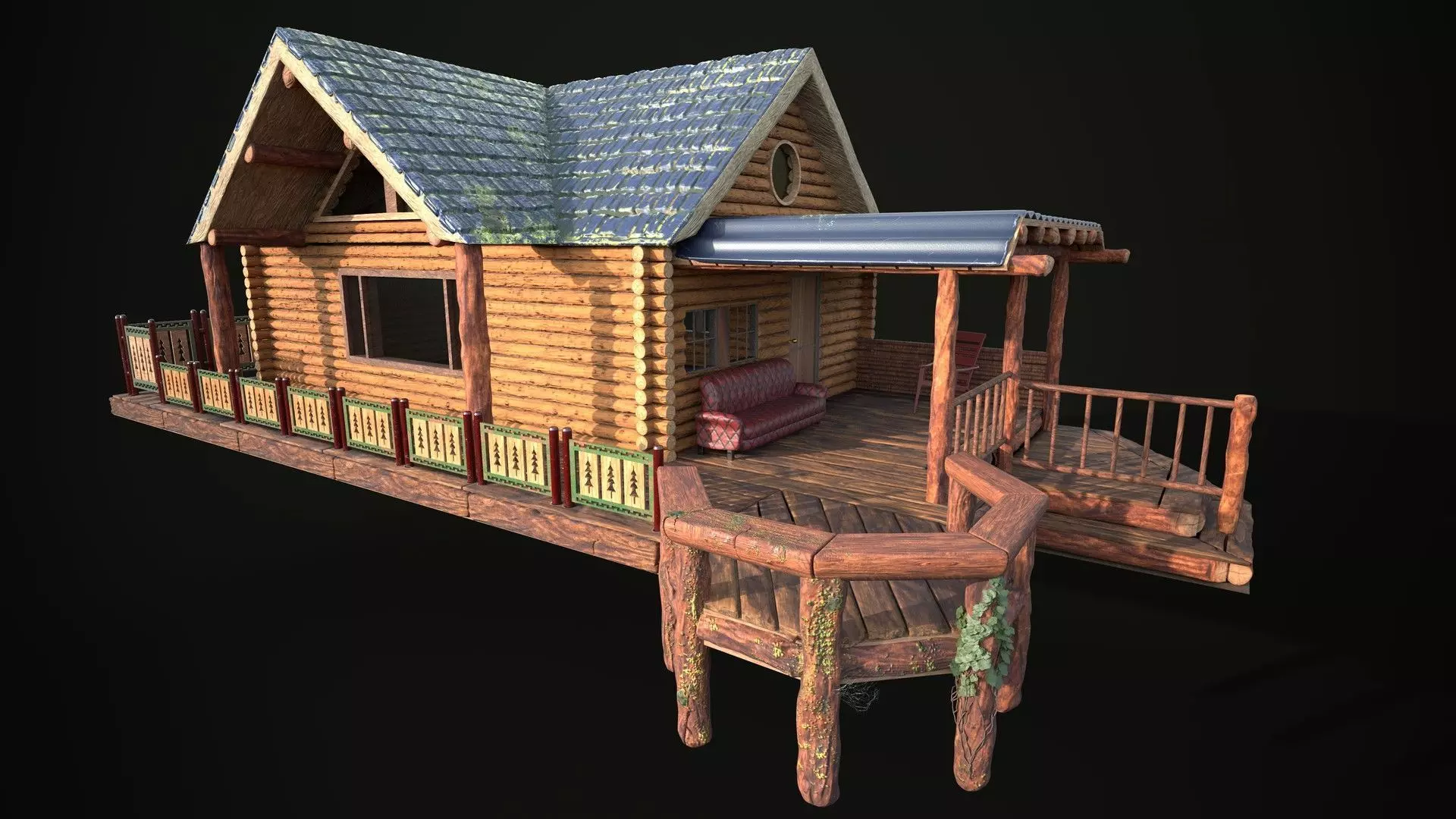 The lake house barn log cabin 3D model 3D model_0