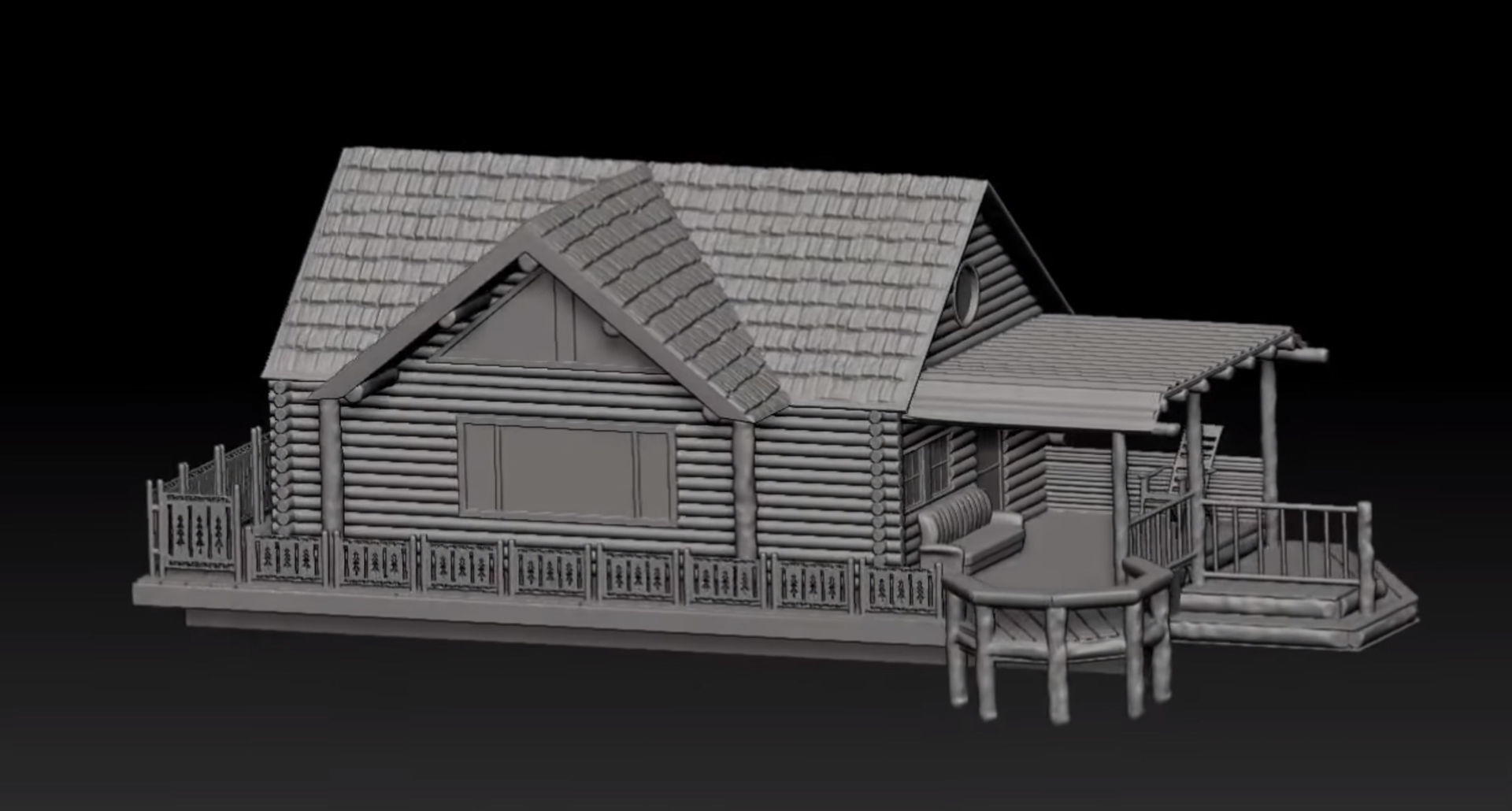 The lake house barn log cabin 3D model 3D model_9