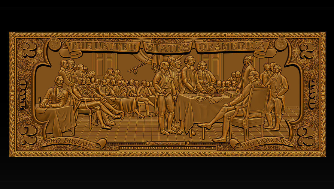 Two Dollars 1776 - 3D print model 3D print model_3