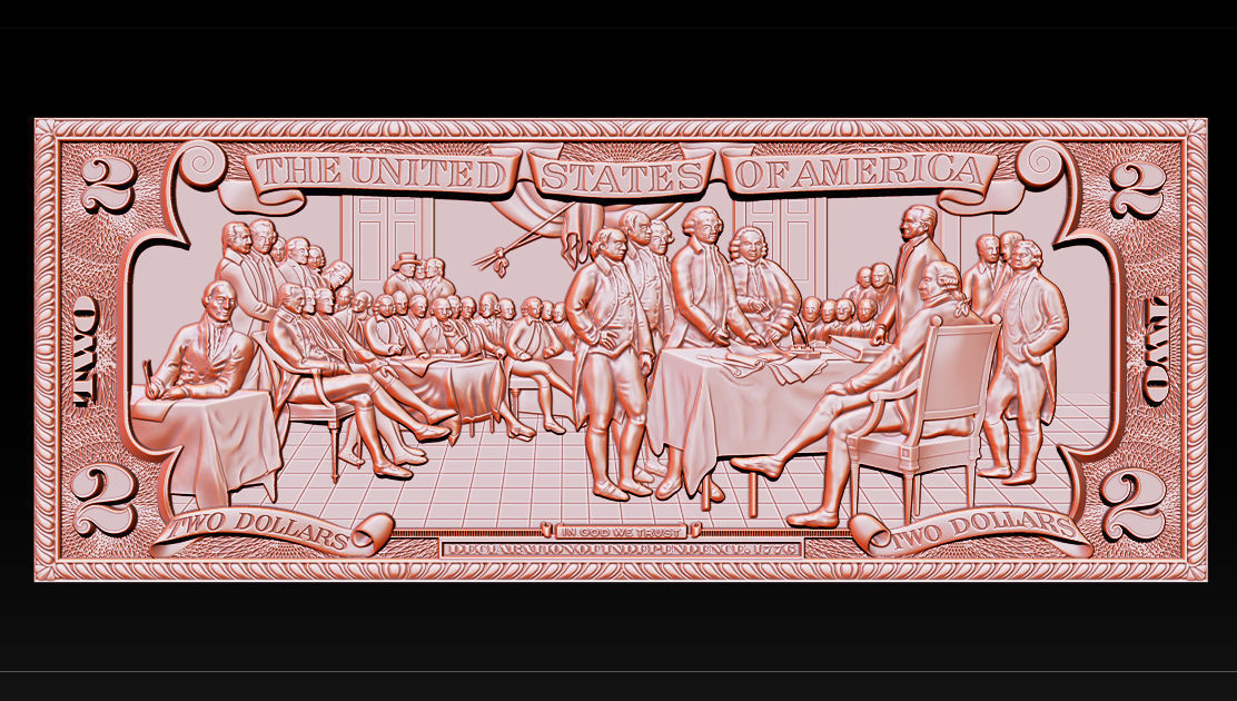 Two Dollars 1776 - 3D print model 3D print model_8