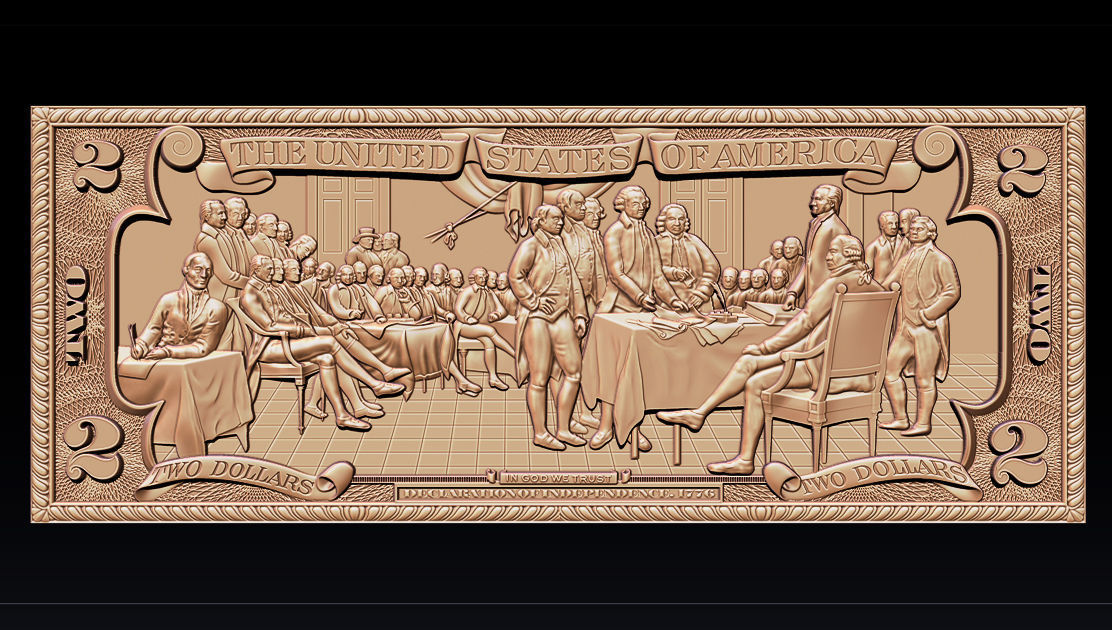 Two Dollars 1776 - 3D print model 3D print model_10