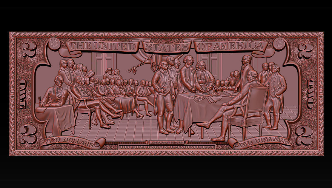 Two Dollars 1776 - 3D print model 3D print model_7