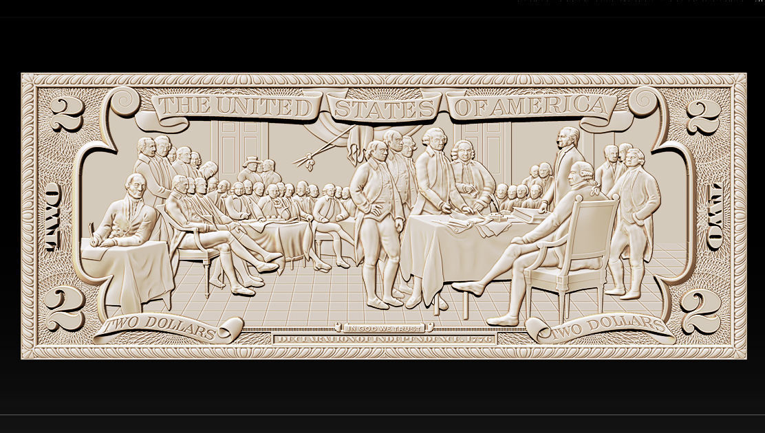 Two Dollars 1776 - 3D print model 3D print model_9