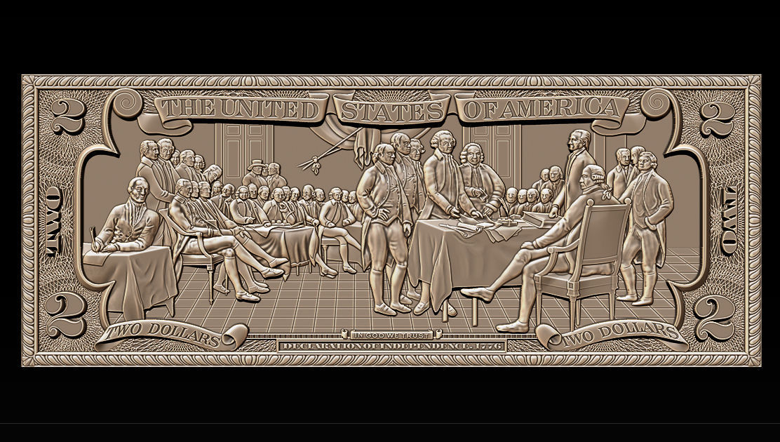 Two Dollars 1776 - 3D print model 3D print model_5