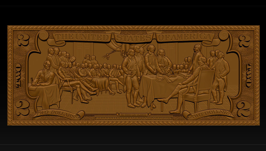 Two Dollars 1776 - 3D print model 3D print model_2