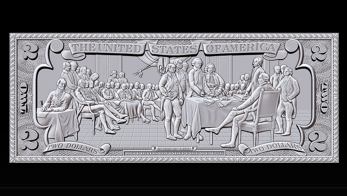 Two Dollars 1776 - 3D print model 3D print model_4