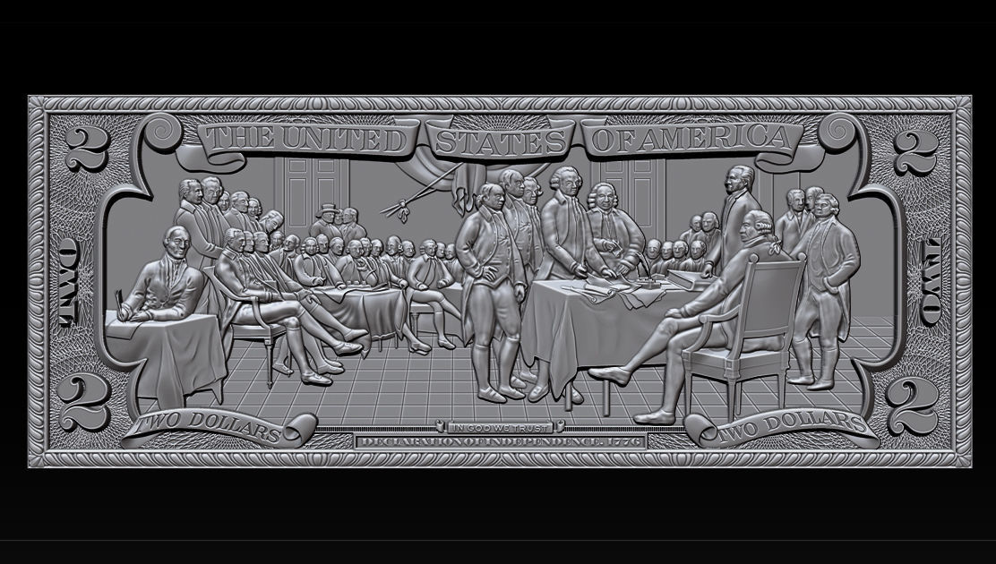 Two Dollars 1776 - 3D print model 3D print model_6