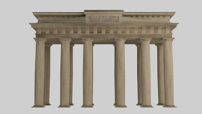 Classical doric temple door Low-poly 3D model