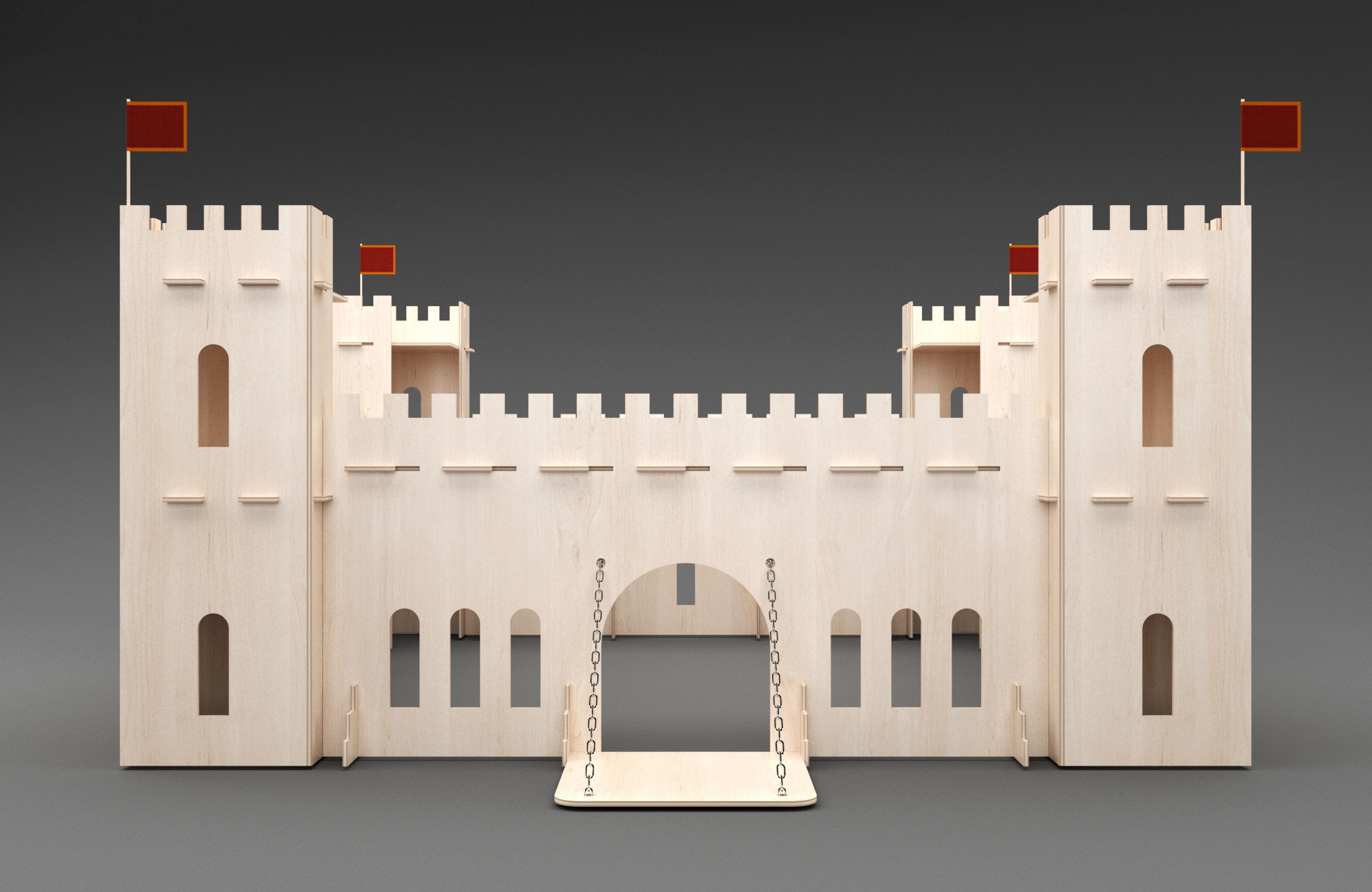 Toy medieval castle constructor made of plywood 3D model_7