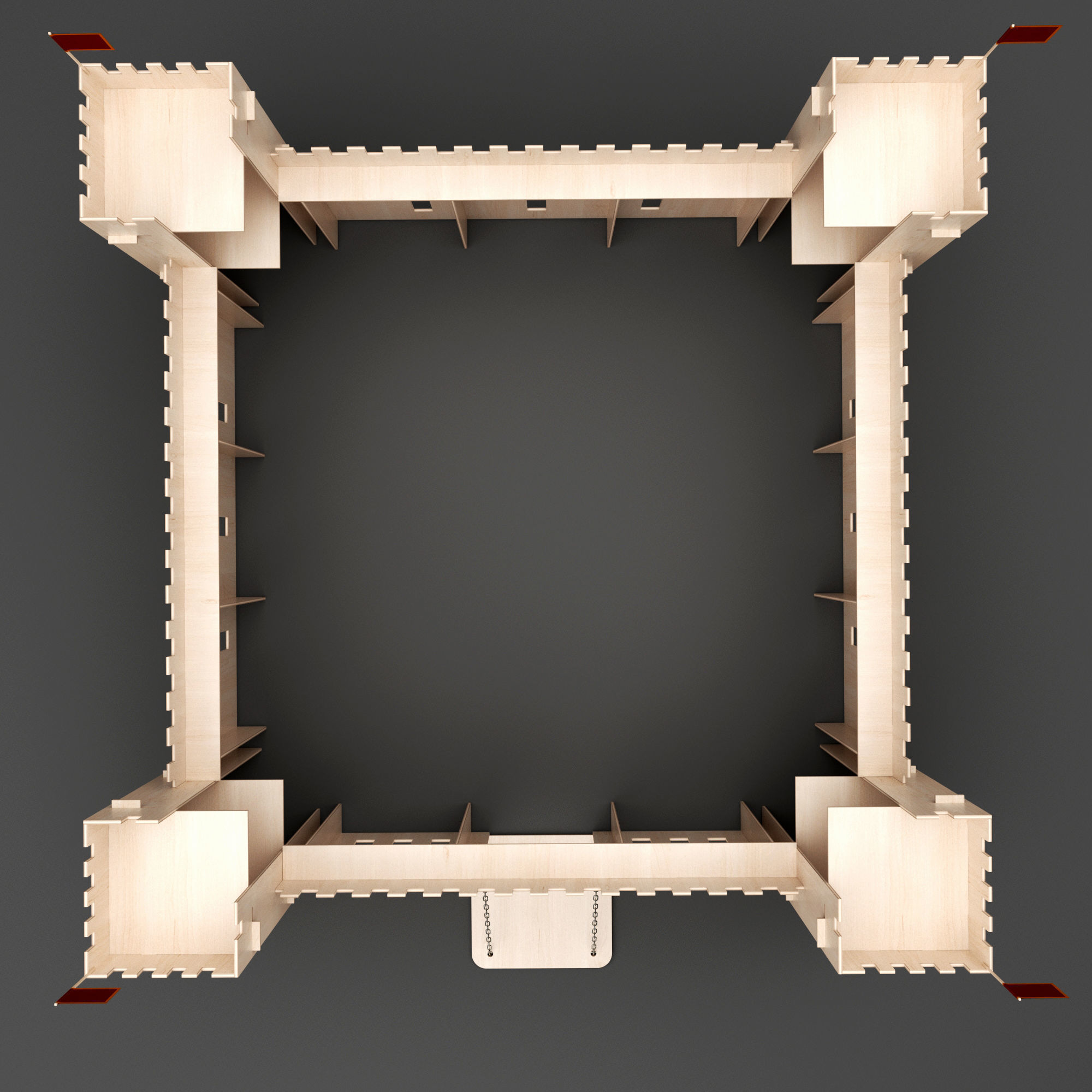 Toy medieval castle constructor made of plywood 3D model_6